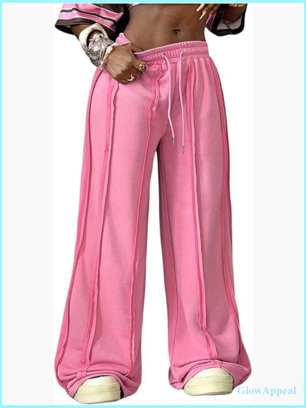 Women's Wide Leg Sweatpants Drawstring Waist Baggy Y2K Pants